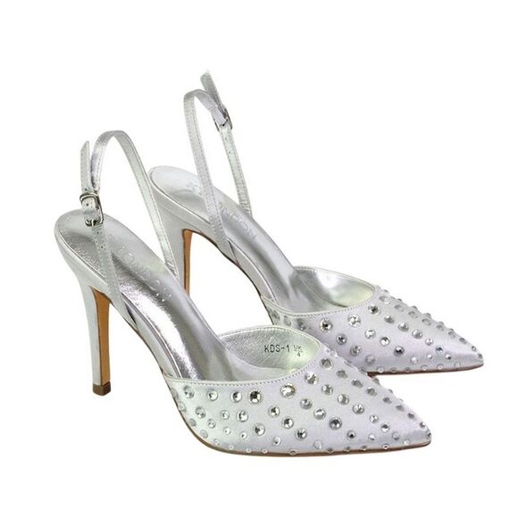 XY London Shoes - XY London Womens/Ladies Shelly Pointed Bridal High Heels / Silver